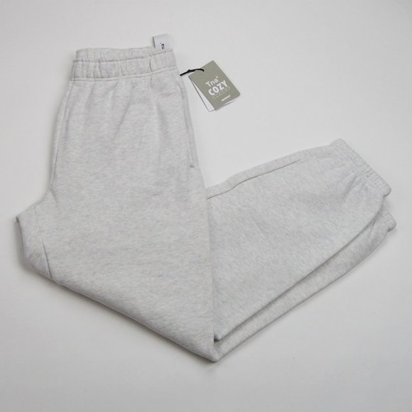 Aritzia Pants - ARITZIA TNA HEATHER CLOUD WHITE COZY FLEECE MID-RISE BOYFRIEND BASIC SWE…